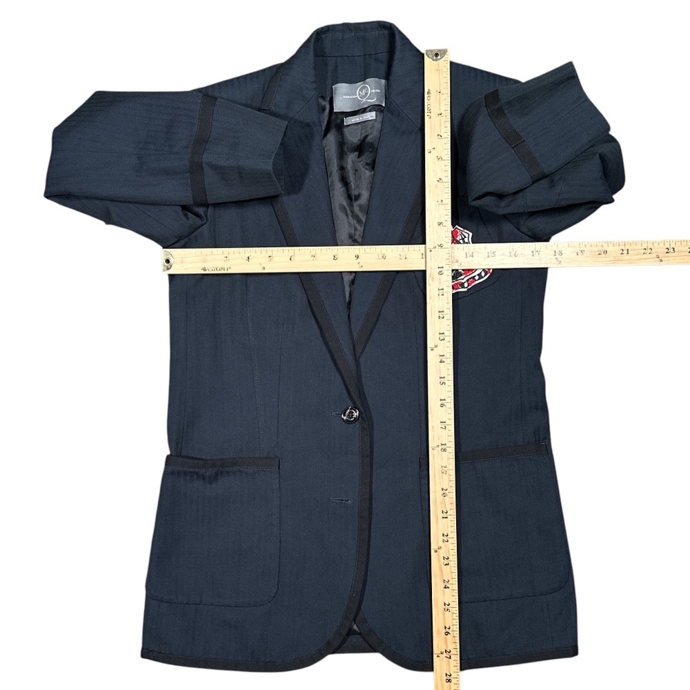 Alexander McQueen Wool Cotton Blue Striped Logo Patch Blazer Jacket Womens 40 - Picture 11 of 11
